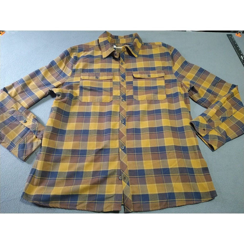 All In Motion Flannel Shirt Men L Red Plaid Farmer Classic Long Sleeve Button Up